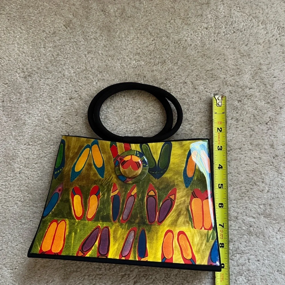 Angela Frascone Vibrant Multicolor Clutch with Artistic Shoe Design